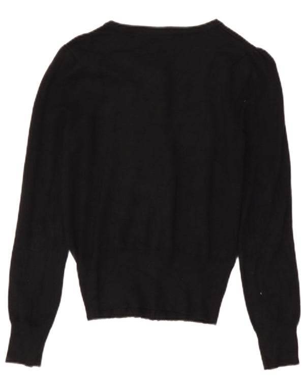 Suéter cardigã feminino Marks & Spencer Reino Unido 8 pequeno preto viscose