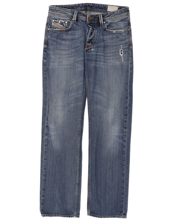Diesel Mens Larkee Distressed Straight Jeans W33 L34 Azul Algodão