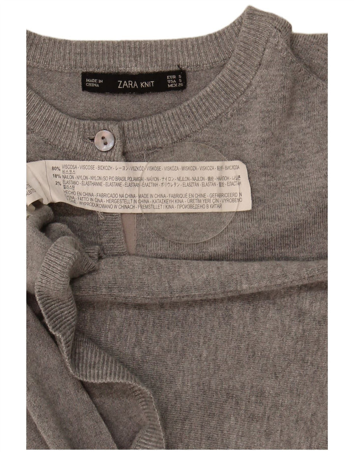 Suéter cardigã feminino Zara Reino Unido 10 viscose cinza pequeno