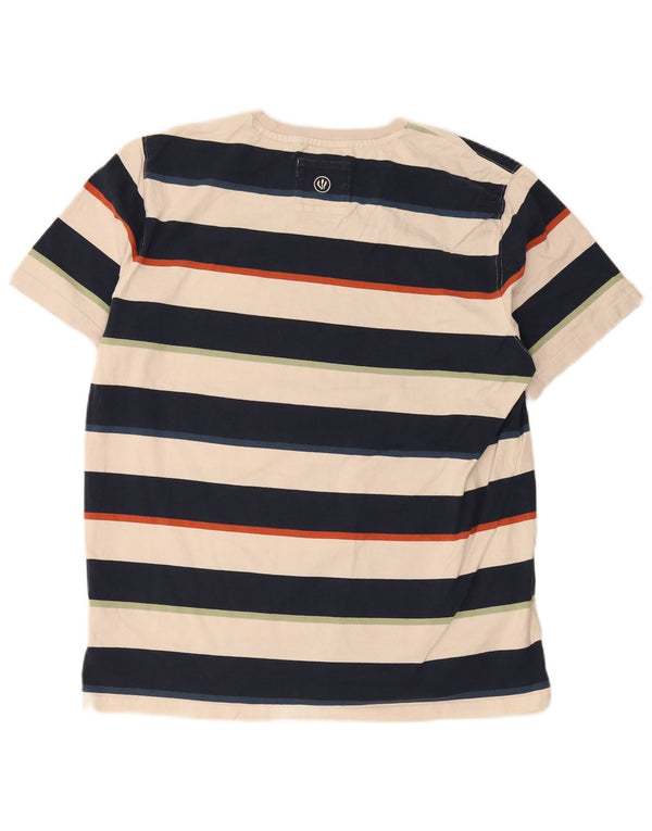 Camiseta masculina Fat Face Top XL algodão listrado azul marinho