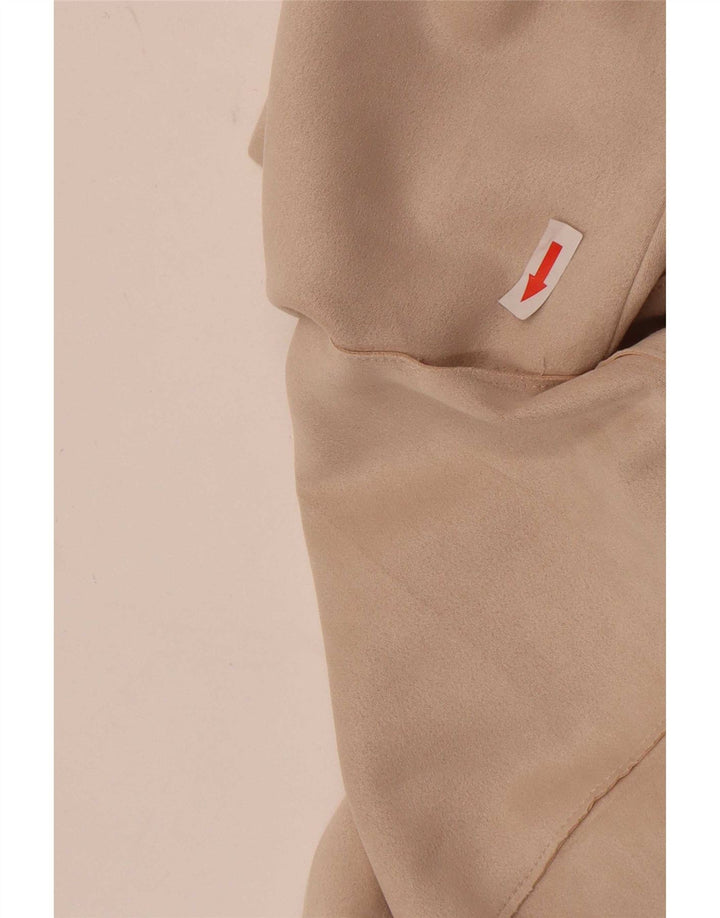 Zara Jaqueta Blazer Feminina Manga 3/4 Aberta Reino Unido 14 Médio Bege Listrado