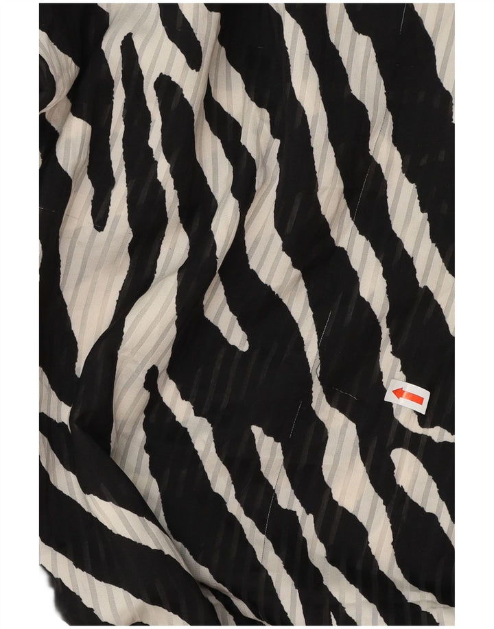 Vestido feminino ZARA de manga comprida UK 12 médio preto com estampa animal