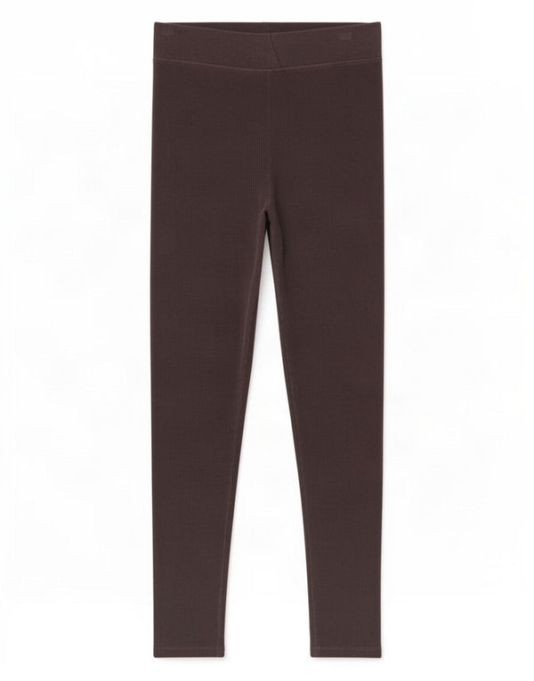Marks & Spencer Womens Velvet Leggings UK 12 Medium Brown Cotton