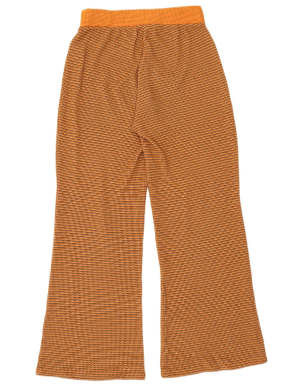 Zara Womens Knit Flare Calça de treino UK 12 médio laranja listrado