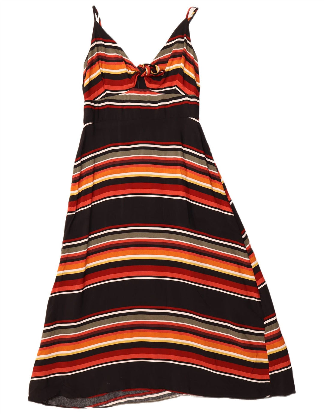WAREHOUSE Vestido feminino com amarração frontal Reino Unido 10 viscose listrada preta pequena