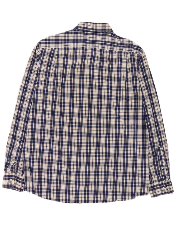 Camisa masculina Tommy Hilfiger Slim Fit tamanho 16 1/2 grande algodão xadrez azul marinho