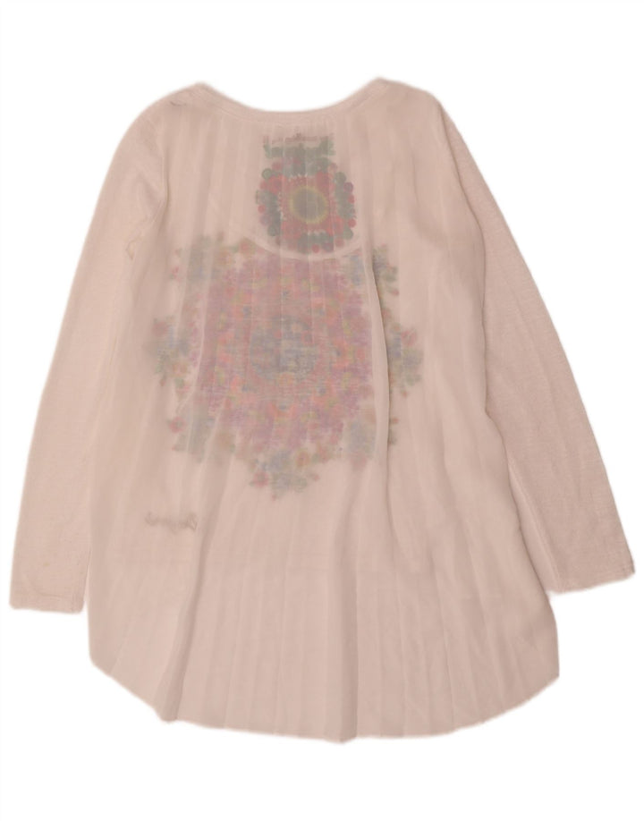 Desigual Top túnica feminina gráfica Reino Unido 10 pequeno floral branco