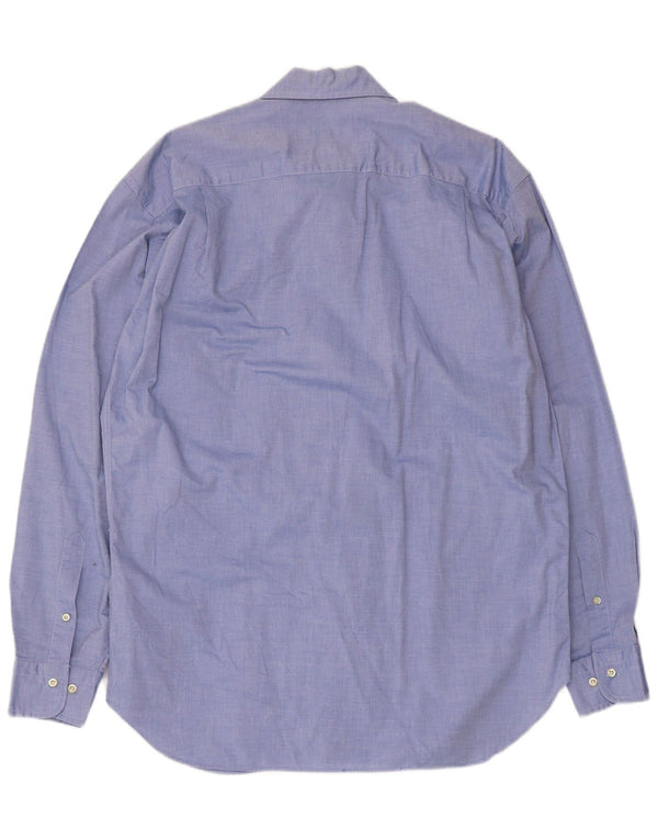Trussardi Jeans Camisa masculina tamanho 40 15 1/2 algodão azul médio