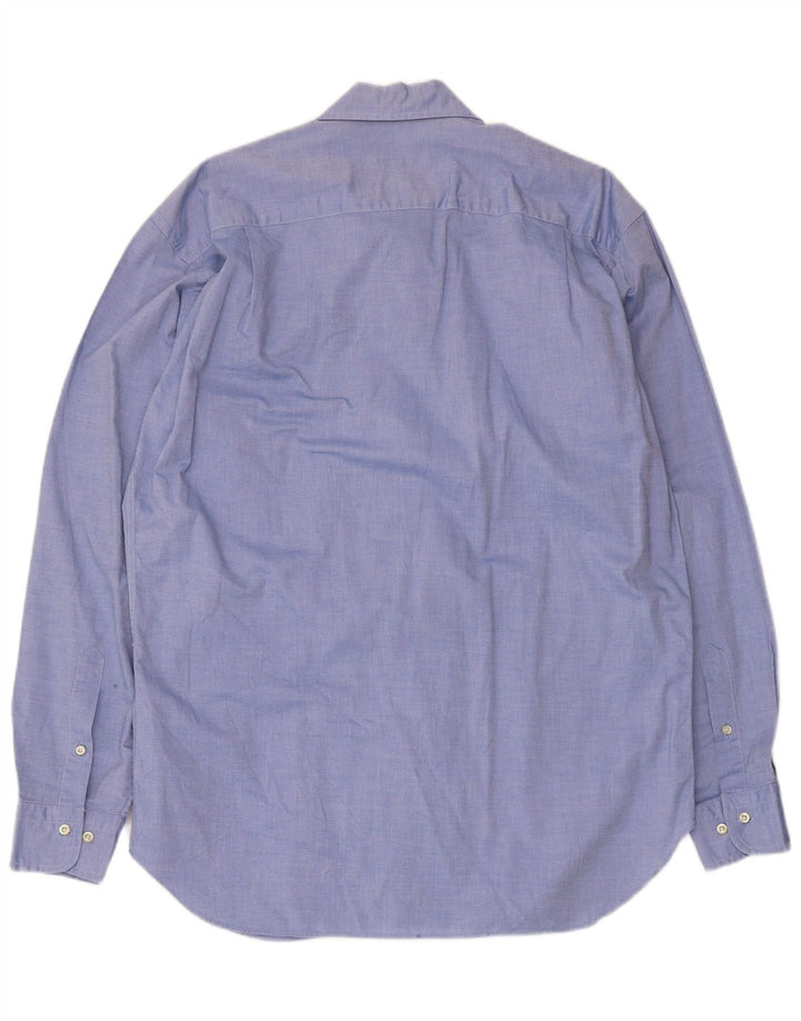 Trussardi Jeans Camisa masculina tamanho 40 15 1/2 algodão azul médio