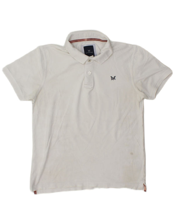 Camisa polo masculina Crew Clothing algodão branco médio