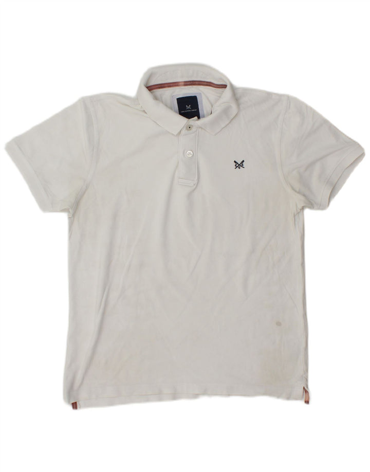 Camisa polo masculina Crew Clothing algodão branco médio