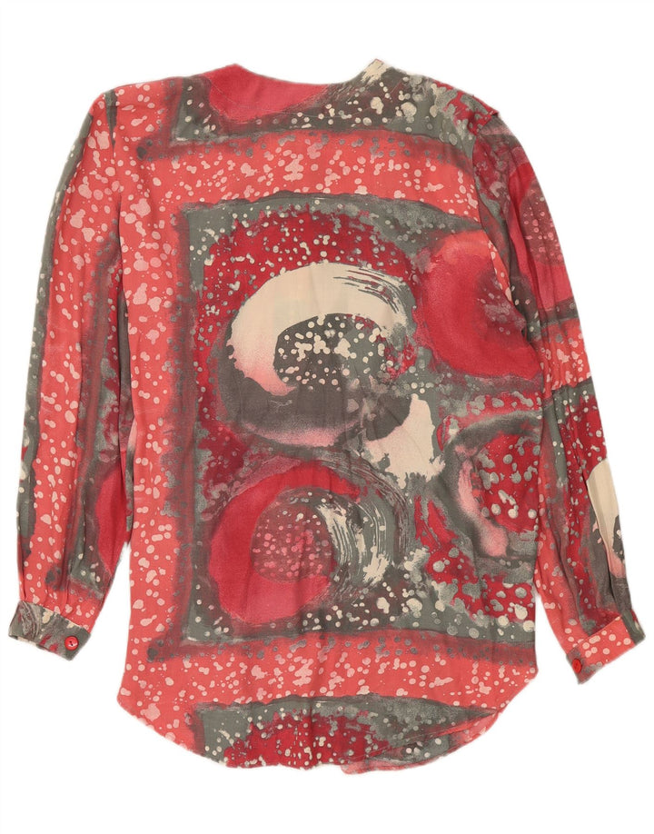 Blusa feminina vintage com estampa abstrata de manga comprida UK 20 2XL vermelha
