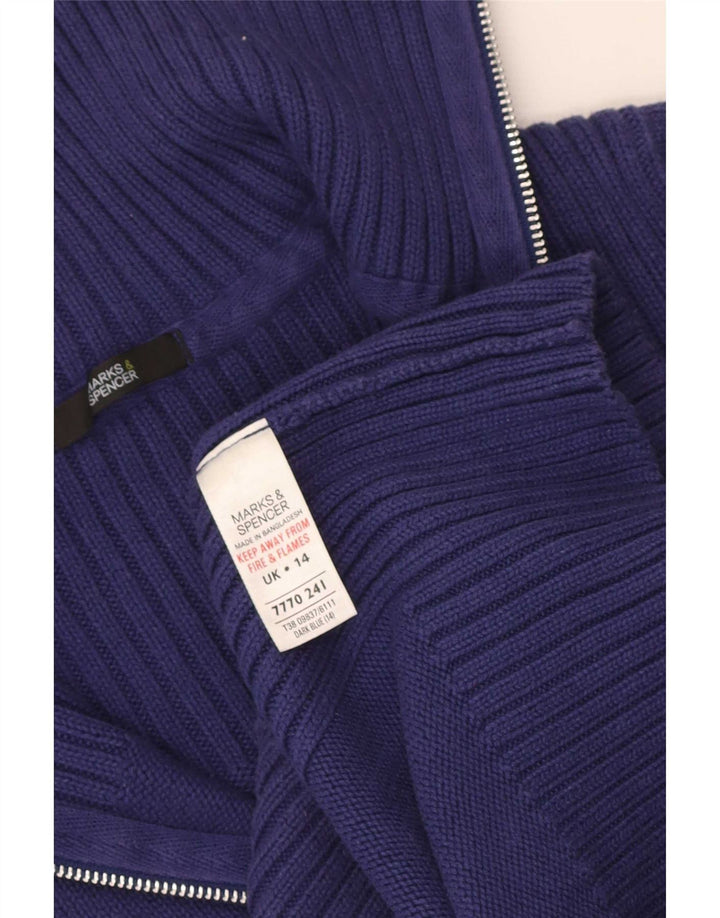 Suéter cardigã feminino Marks & Spencer Reino Unido 14 algodão azul médio