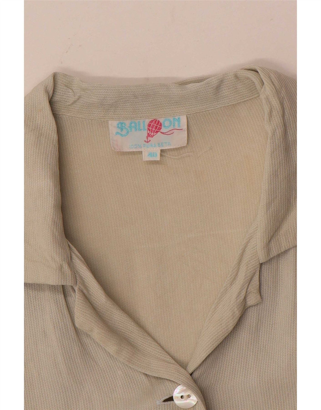 Camisa feminina de manga curta Balloon EU 40 seda bege médio