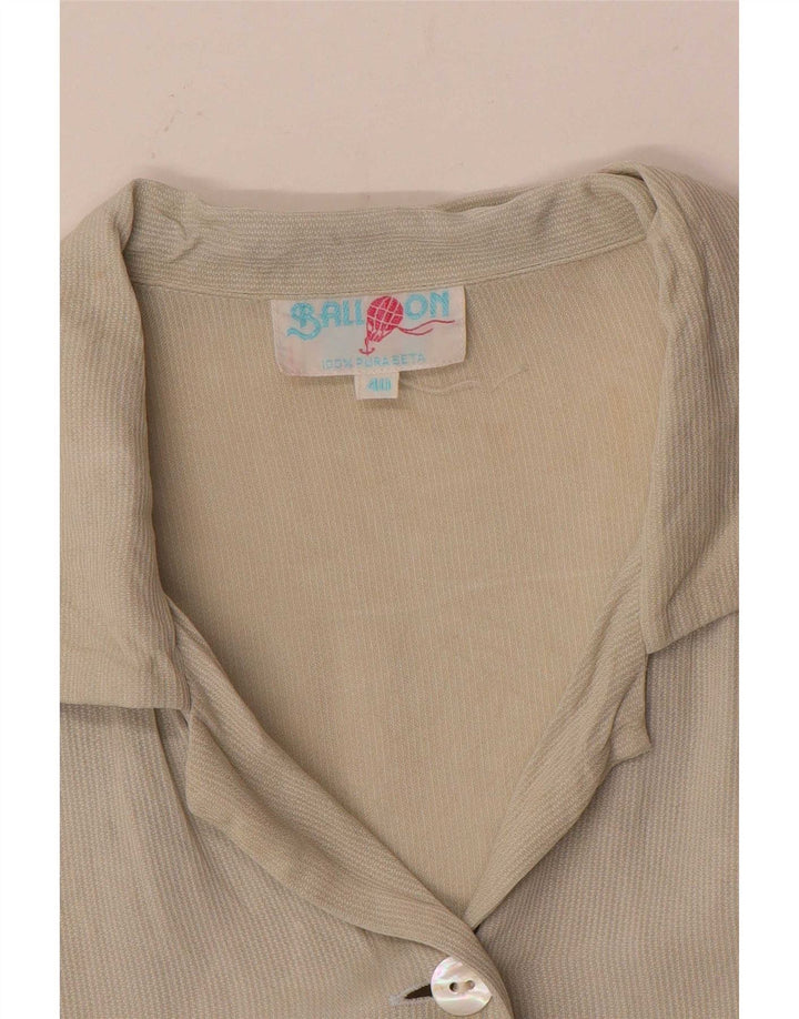 Camisa feminina de manga curta Balloon EU 40 seda bege médio