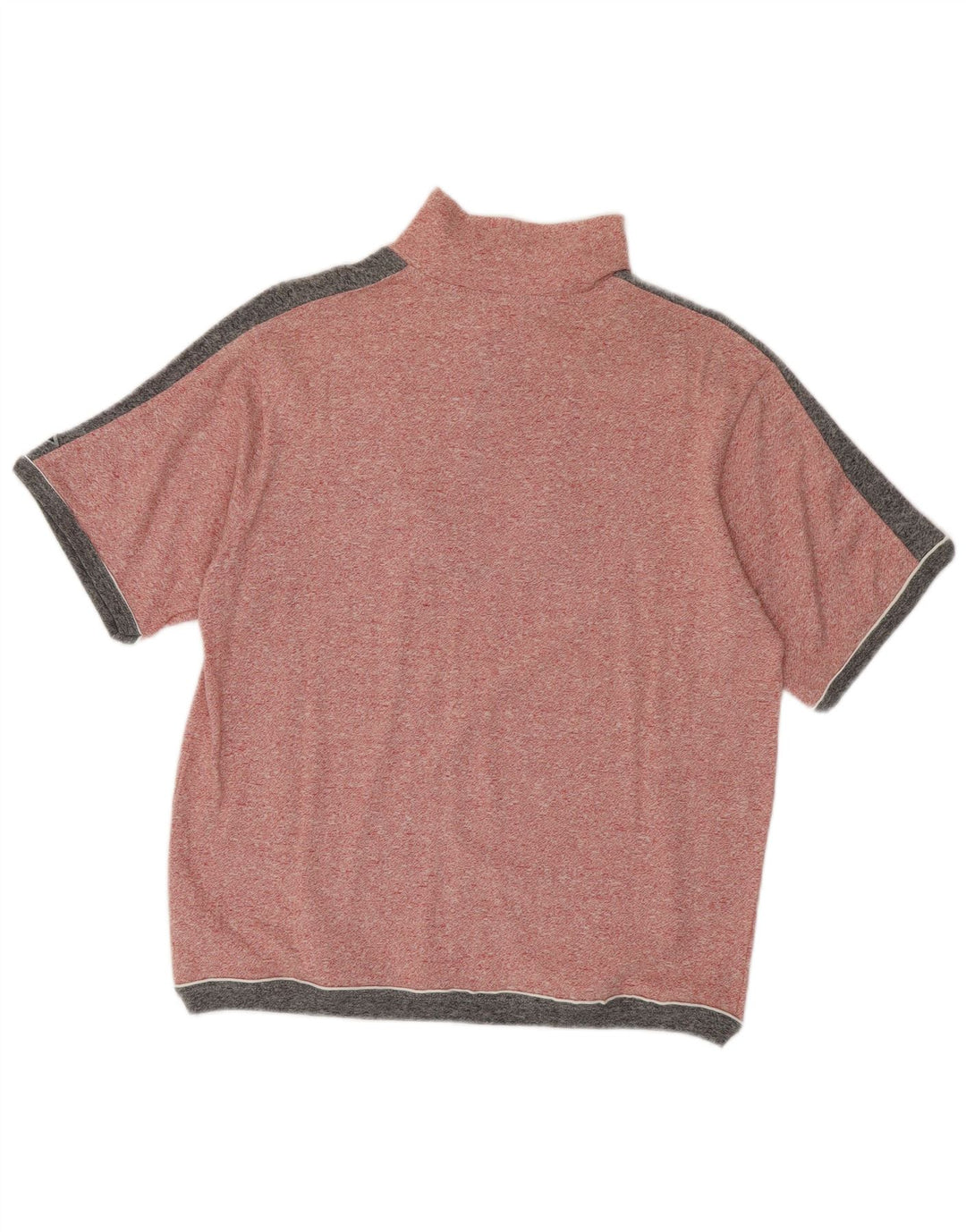 Suéter masculino Asics de manga curta com zíper e pescoço em bloco colorido rosa médio