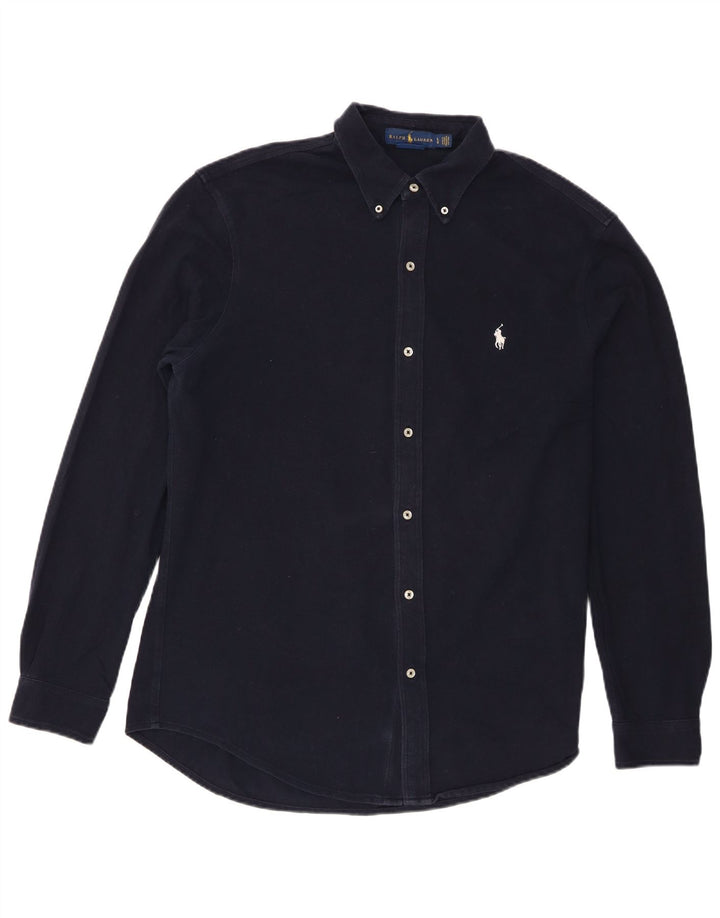 Camisa masculina Ralph Lauren grande algodão azul marinho