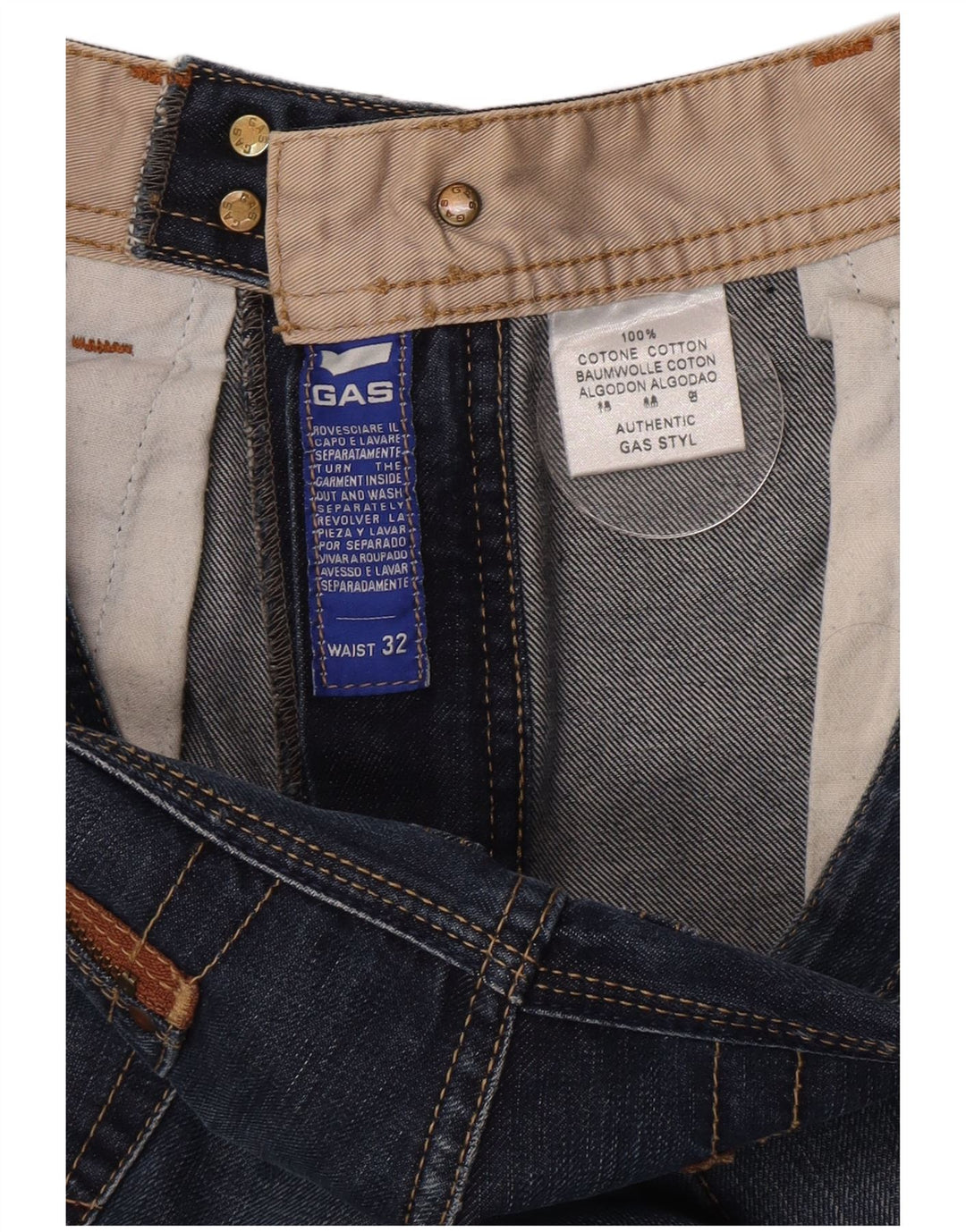 Calça jeans reta masculina Gas W32 L31 algodão azul