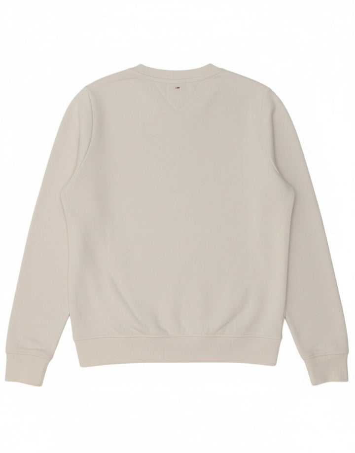 Suéter feminino TOMMY HILFIGER gráfico oversized UK 6 XS branco