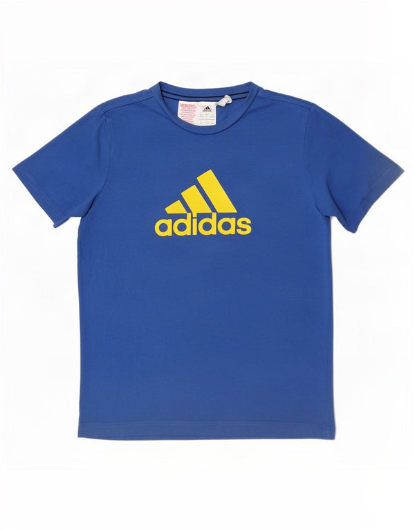 Camiseta Adidas Boys Climalite Graphic Top 13-14 Anos Azul Algodão