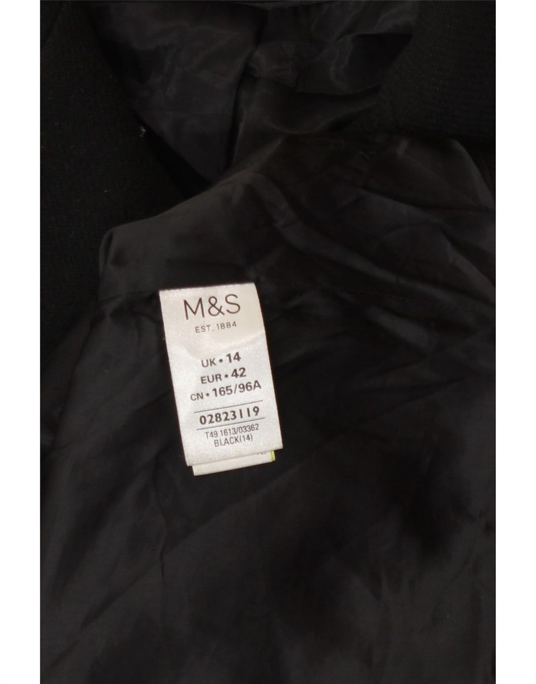 Casaco feminino Marks & Spencer Pea UK 14 grande poliéster preto