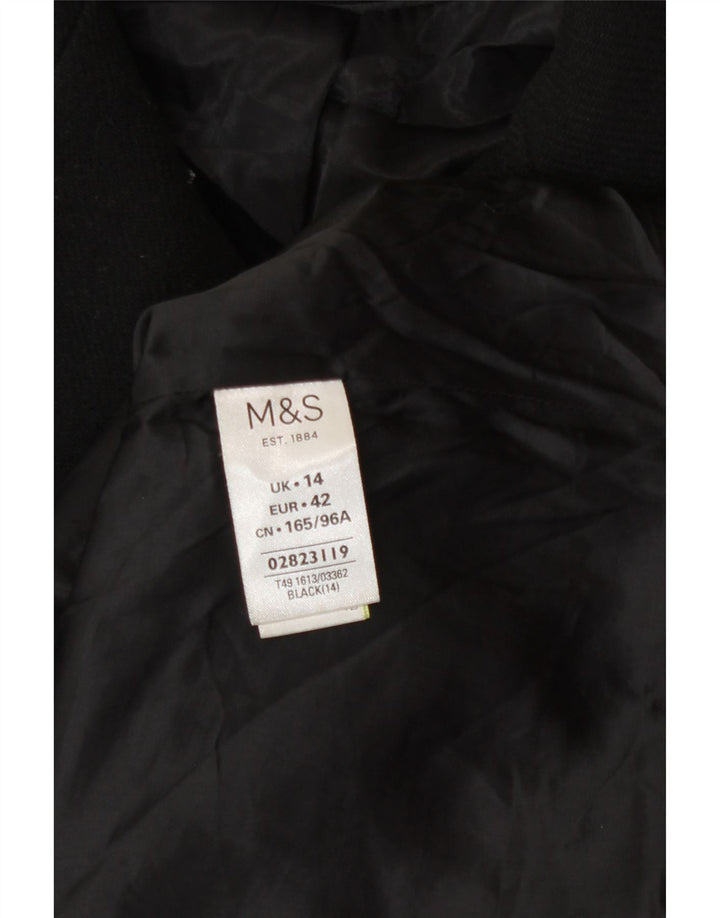 Casaco feminino Marks & Spencer Pea UK 14 grande poliéster preto