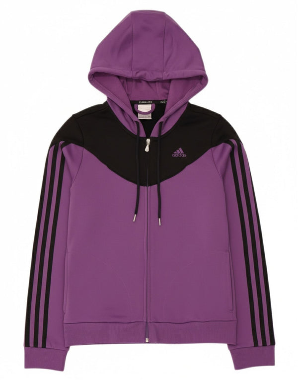 Adidas Womens Climalite Zip Hoodie Sweater UK 10 Small Purple Colourblock