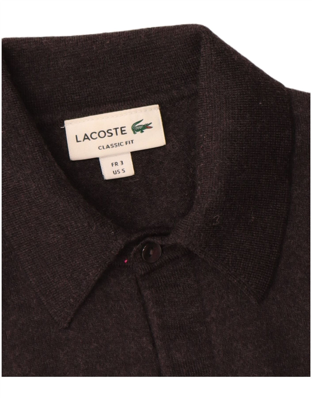 Suéter masculino Lacoste Classic Fit com gola polo tamanho 3 pequeno lã cinza