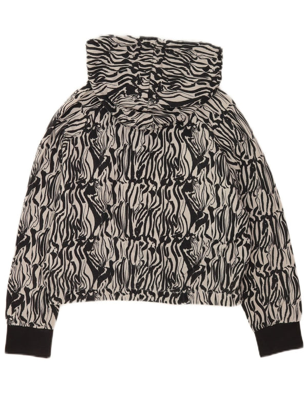 Fila Womens Crop Oversized Hoodie Jumper UK 10 Pequeno Cinza Animal Print