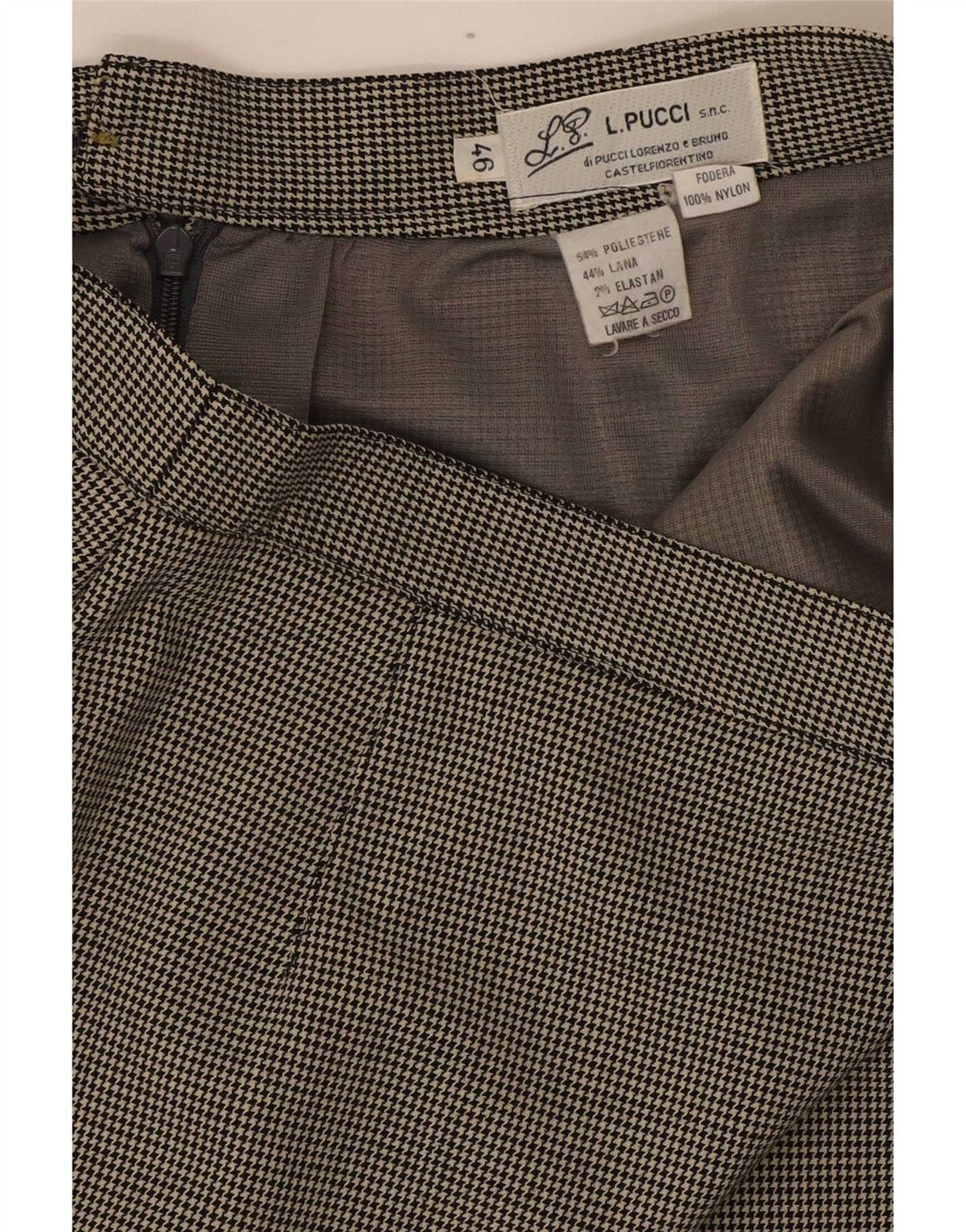 Saia lápis feminina L.Pucci IT 46 grande W30 preto houndstooth poliéster