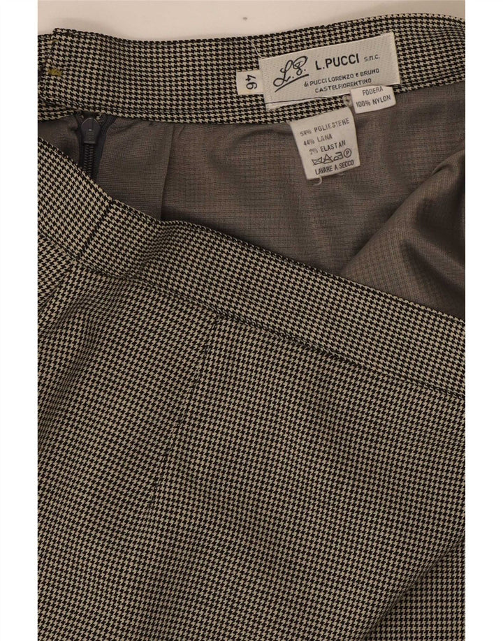 Saia lápis feminina L.Pucci IT 46 grande W30 preto houndstooth poliéster