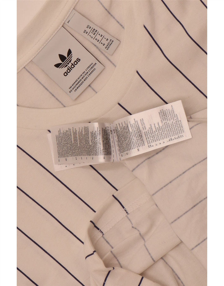 Adidas Mens Graphic T-Shirt Top Médio Algodão Listrado Branco