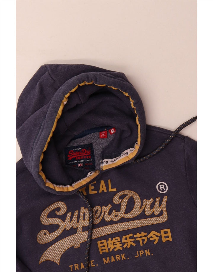 SUPERDRY moletom com capuz masculino gráfico pequeno azul marinho poliéster