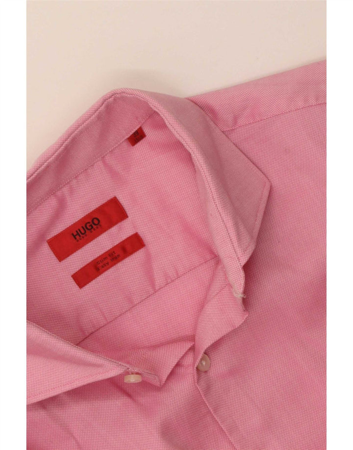 Camisa Slim Fit Masculina Hugo Boss Tamanho 39 15 1/2 Rosa Médio