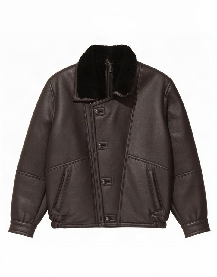 Jaqueta masculina vintage shearling IT 50 grande preta