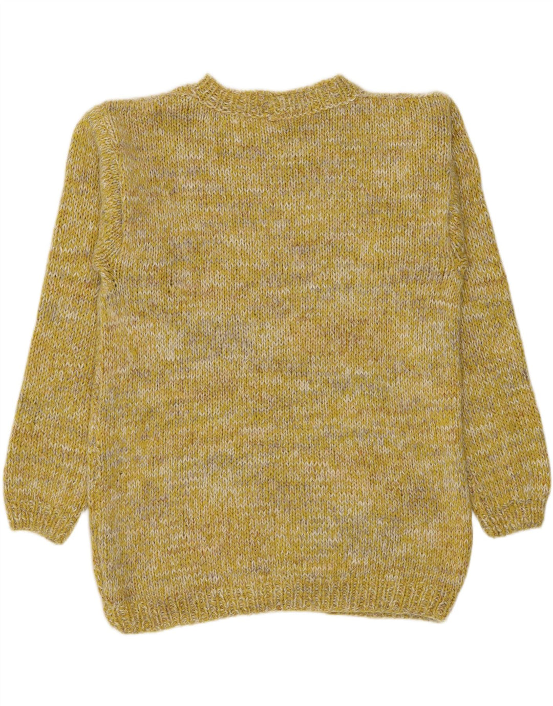 Suéter vintage masculino com gola canoa, amarelo médio manchado