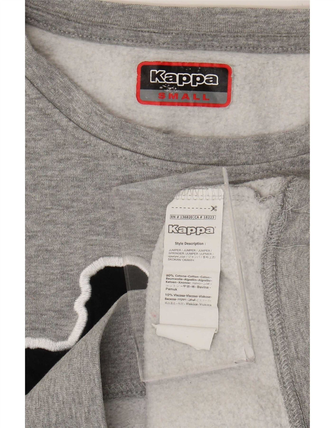 Kappa moletom feminino grande com estampa gráfica UK 10 pequeno algodão cinza