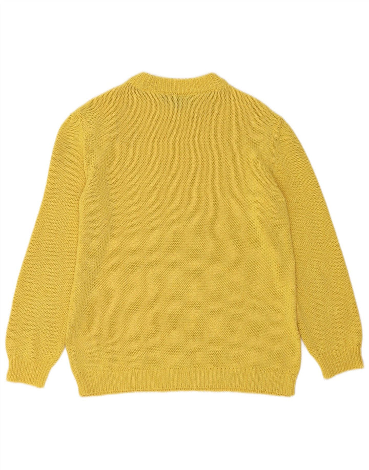 Suéter feminino Zara com gola redonda, Reino Unido 14, médio, amarelo, poliéster