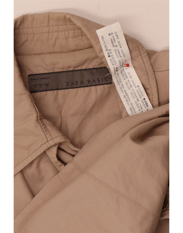 Zara Womens Trench Coat UK 16 Grande Algodão Bege