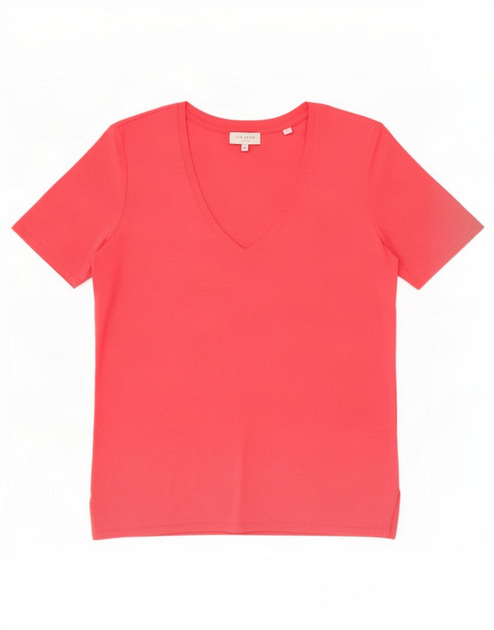 Camiseta feminina Ted Baker tamanho superior 4 grande poliéster rosa