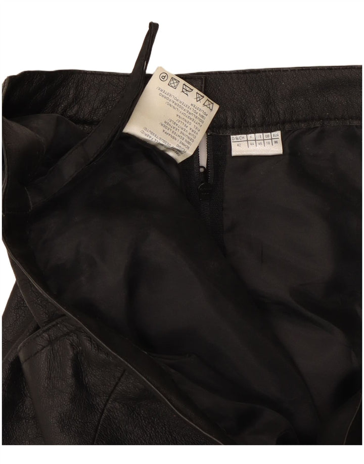 Saia de couro feminina vintage Reino Unido 16 grande W30 couro preto