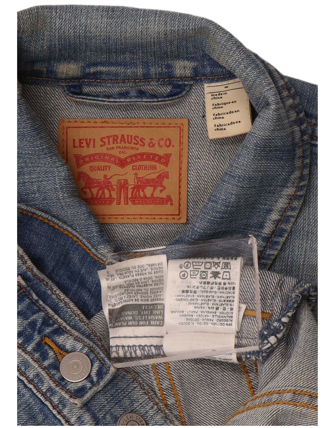 Jaqueta jeans feminina Levi's UK 12 algodão azul médio