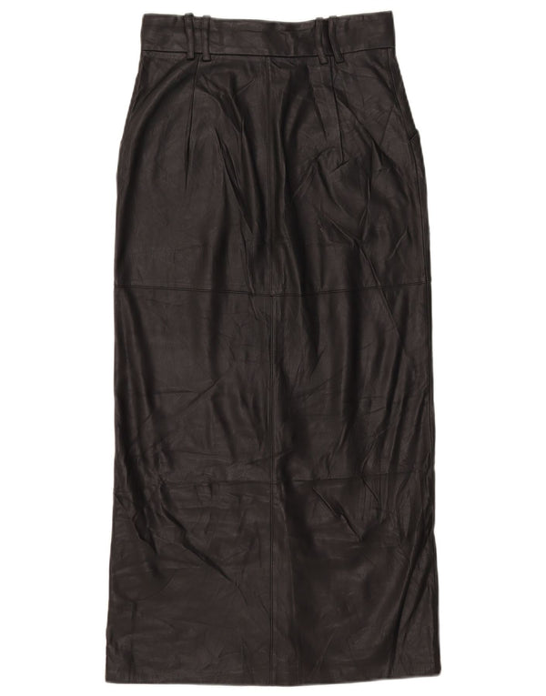 Saia feminina de couro sintético de cintura alta Zara XS W24 poliéster preto