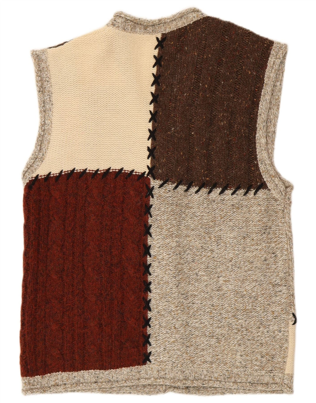 Suéter cardigã feminino VINTAGE UK 16 grande bloco colorido multicolorido