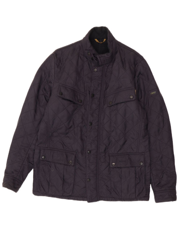 Jaqueta acolchoada masculina Barbour UK 40 grande poliamida azul marinho