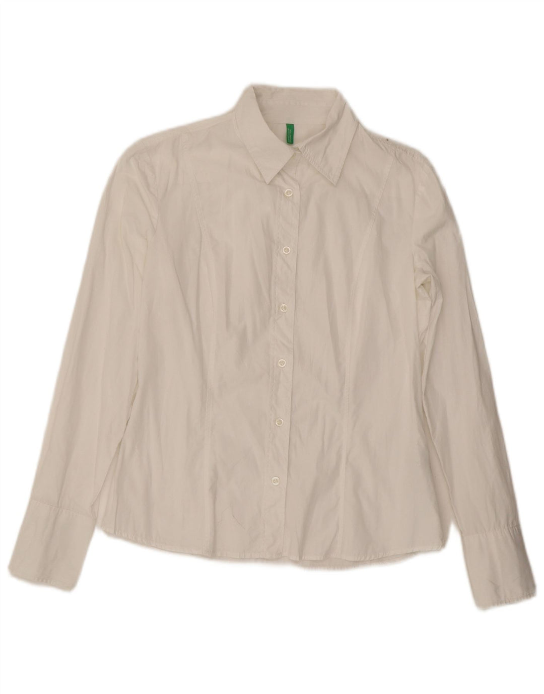 Camisa feminina Benetton UK 14 médio algodão branco