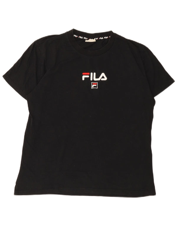 Fila Mens Graphic T-Shirt Top Grande Algodão Preto