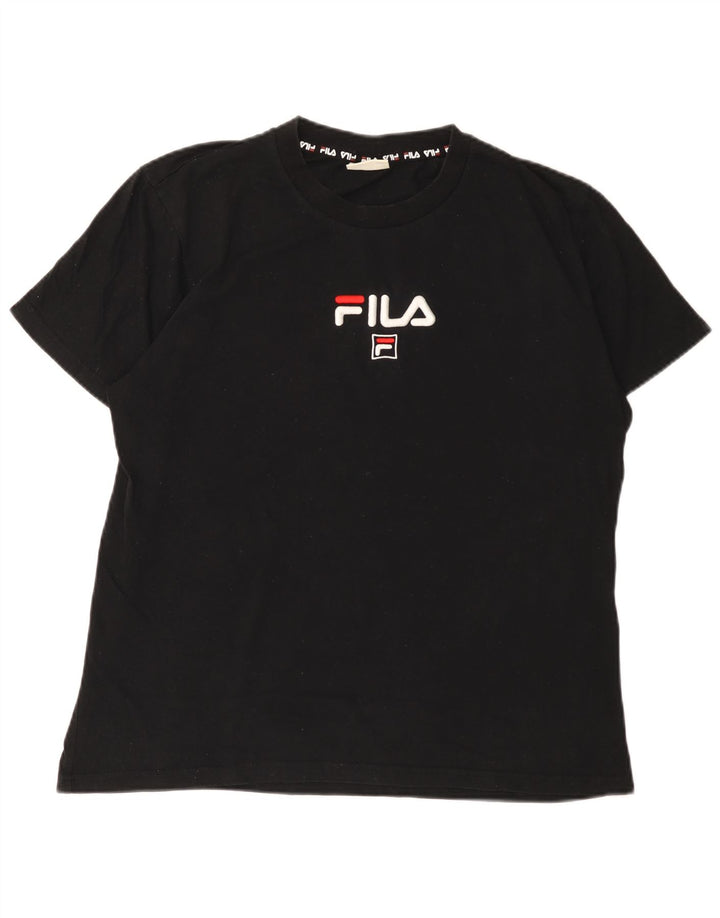Fila Mens Graphic T-Shirt Top Grande Algodão Preto