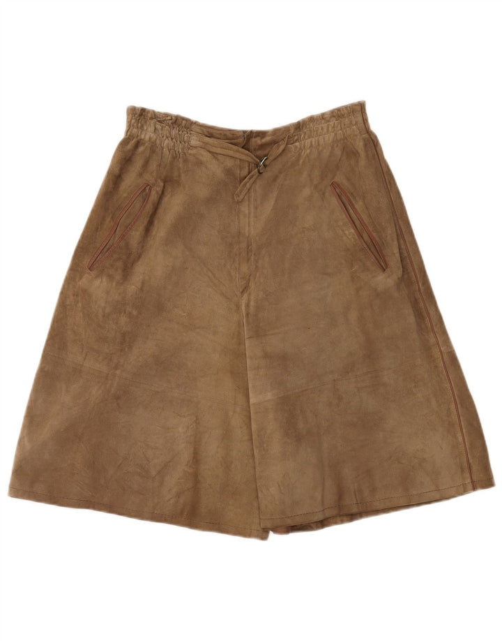 Shorts Cullotes de camurça vintage feminino W28 médio bege