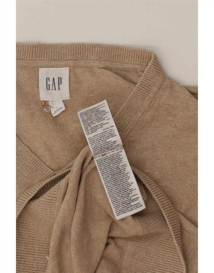 Suéter masculino Gap com decote em V grande algodão bege
